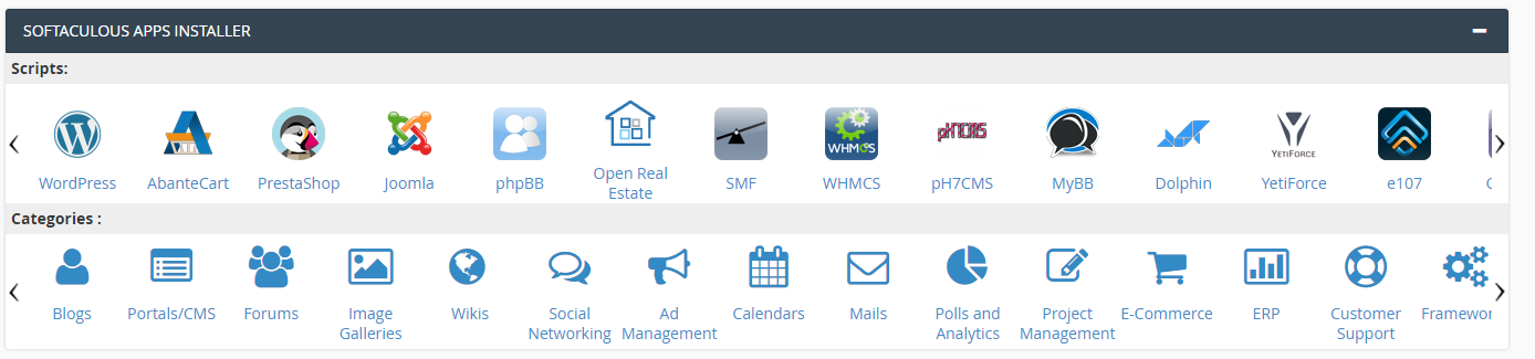 Softaculous install wordpress